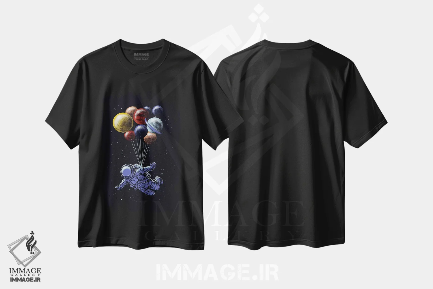 تیشرت مشکی طرح دار سفر فضایی، هنر دیجیتال اثر دیجیتال کاربین | immage.ir
