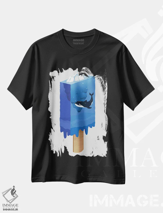 تیشرت مشکی طرح دار اقیانوس آبی، هنر دیجیتال اثر دیجیتال کاربین | فروشگاه ایماژ