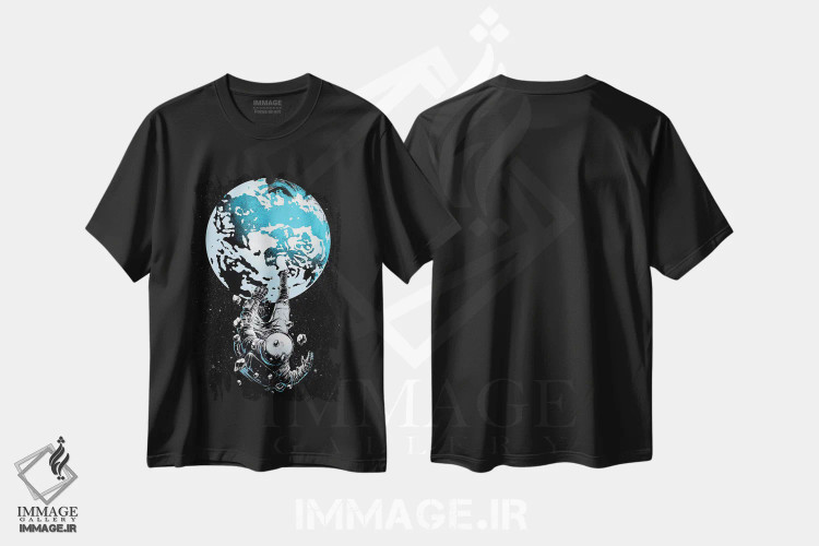 تیشرت مشکی طرح دار فضانورد گمشده، هنر دیجیتال اثر دیجیتال کاربین | immage.ir