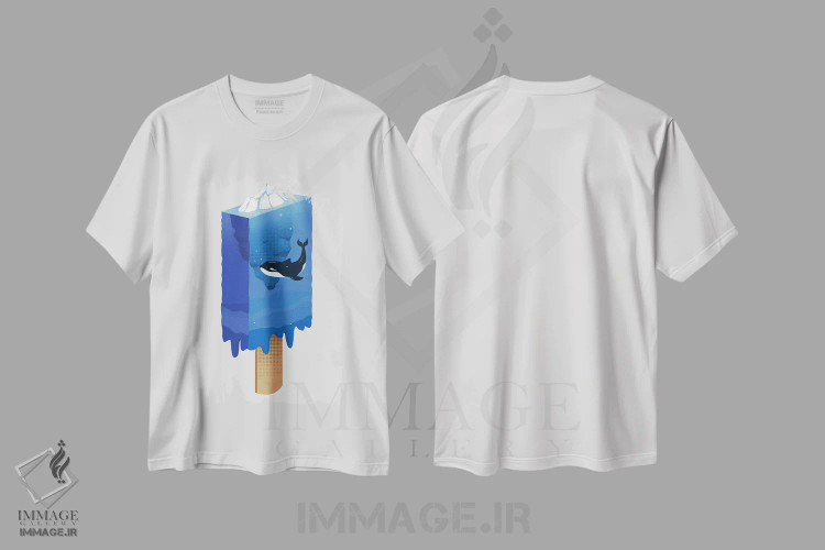 تیشرت سفید طرح دار اقیانوس آبی، هنر دیجیتال اثر دیجیتال کاربین | immage.ir