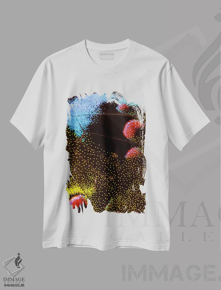 تیشرت سفید طرح دار عکاسی ماکرو از بال پروانه III، عکاسی ماکرو اثر دارل گالین | immage.ir