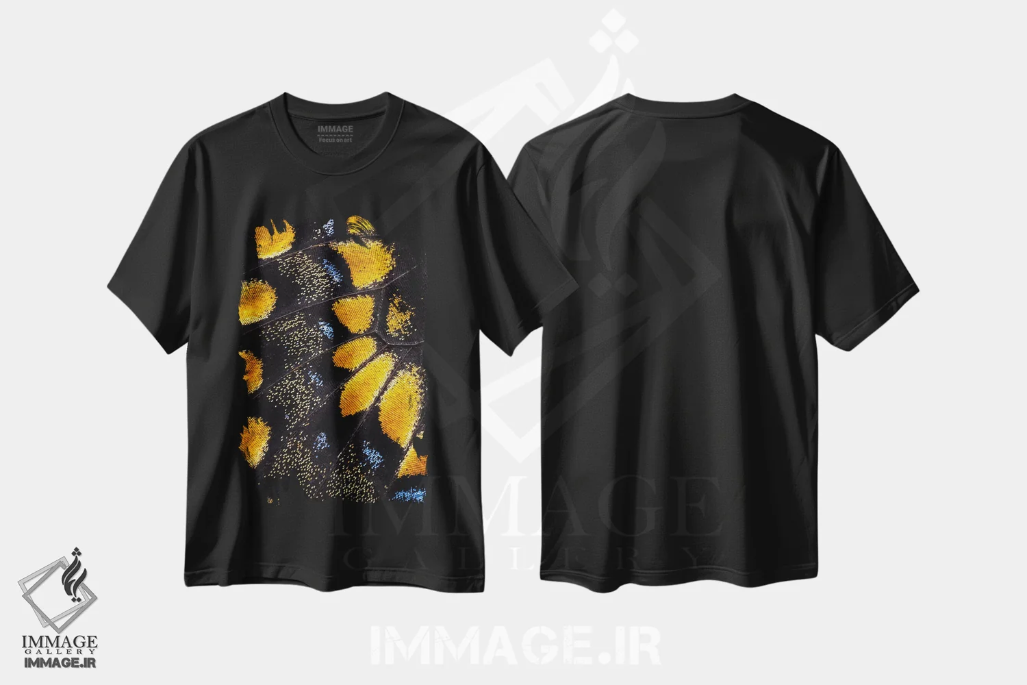 تیشرت مشکی طرح دار عکاسی ماکرو از بال پروانه شماره هفت، عکاسی ماکرو اثر دارل گالین | immage.ir