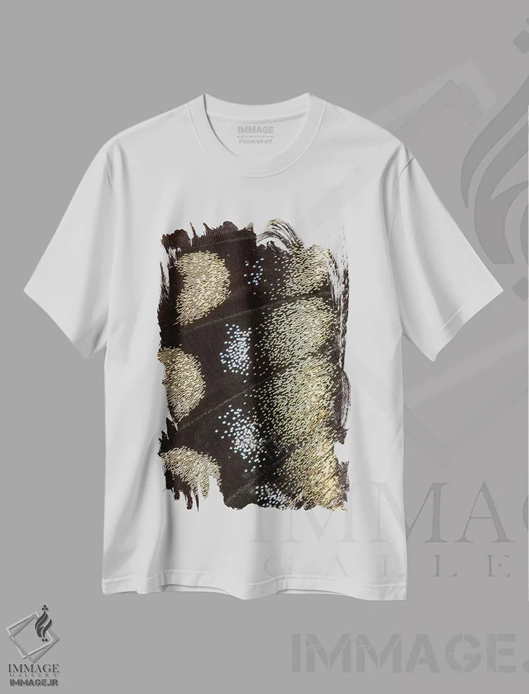 تیشرت سفید طرح دار عکاسی ماکرو از بال پروانه شماره یازده، عکاسی ماکرو اثر دارل گالین | immage.ir