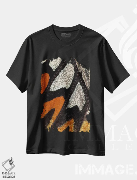 تیشرت مشکی طرح دار عکاسی ماکرو از بال پروانه شماره دوازده، عکاسی ماکرو اثر دارل گالین | فروشگاه ایماژ