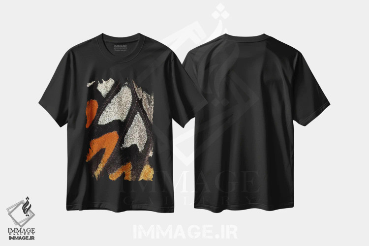 تیشرت مشکی طرح دار عکاسی ماکرو از بال پروانه شماره دوازده، عکاسی ماکرو اثر دارل گالین | فروشگاه ایماژ