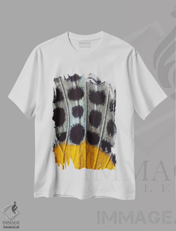تیشرت سفید طرح دار عکاسی ماکرو از بال پروانه شماره هفده، عکاسی ماکرو اثر دارل گالین | فروشگاه ایماژ