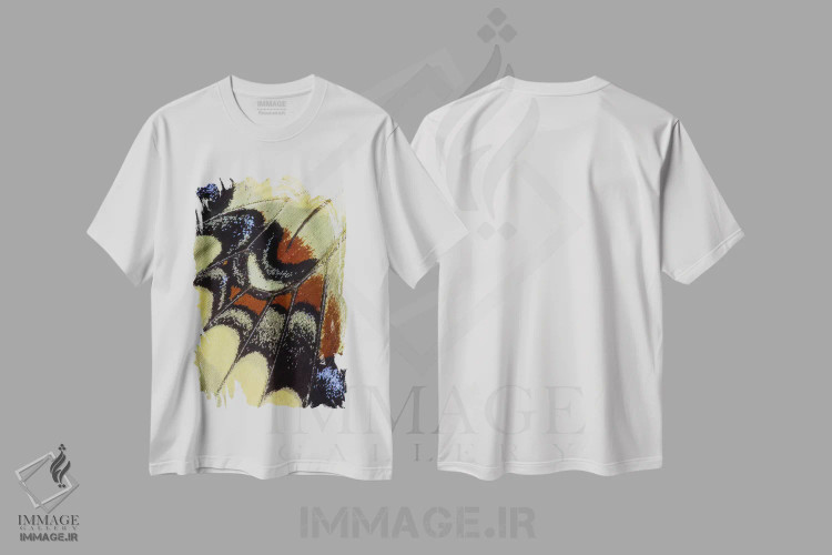 تیشرت سفید طرح دار عکاسی ماکرو از بال پروانه شماره سی، عکاسی ماکرو اثر دارل گالین | فروشگاه ایماژ
