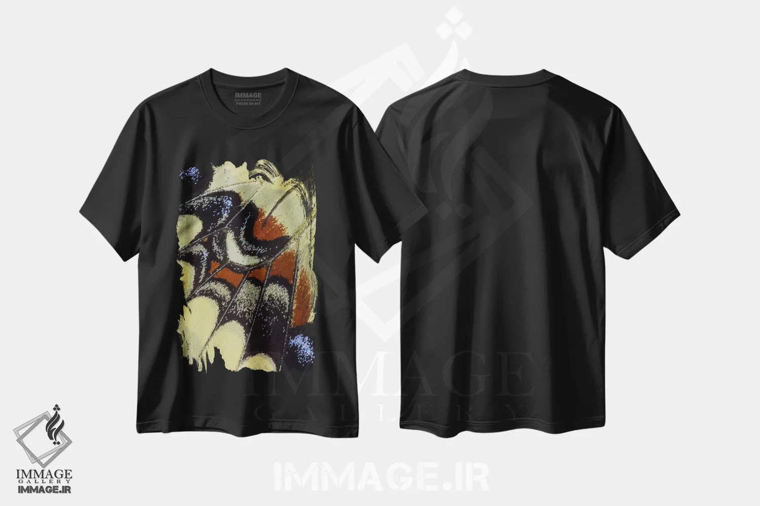 تیشرت مشکی طرح دار عکاسی ماکرو از بال پروانه شماره سی، عکاسی ماکرو اثر دارل گالین | immage.ir