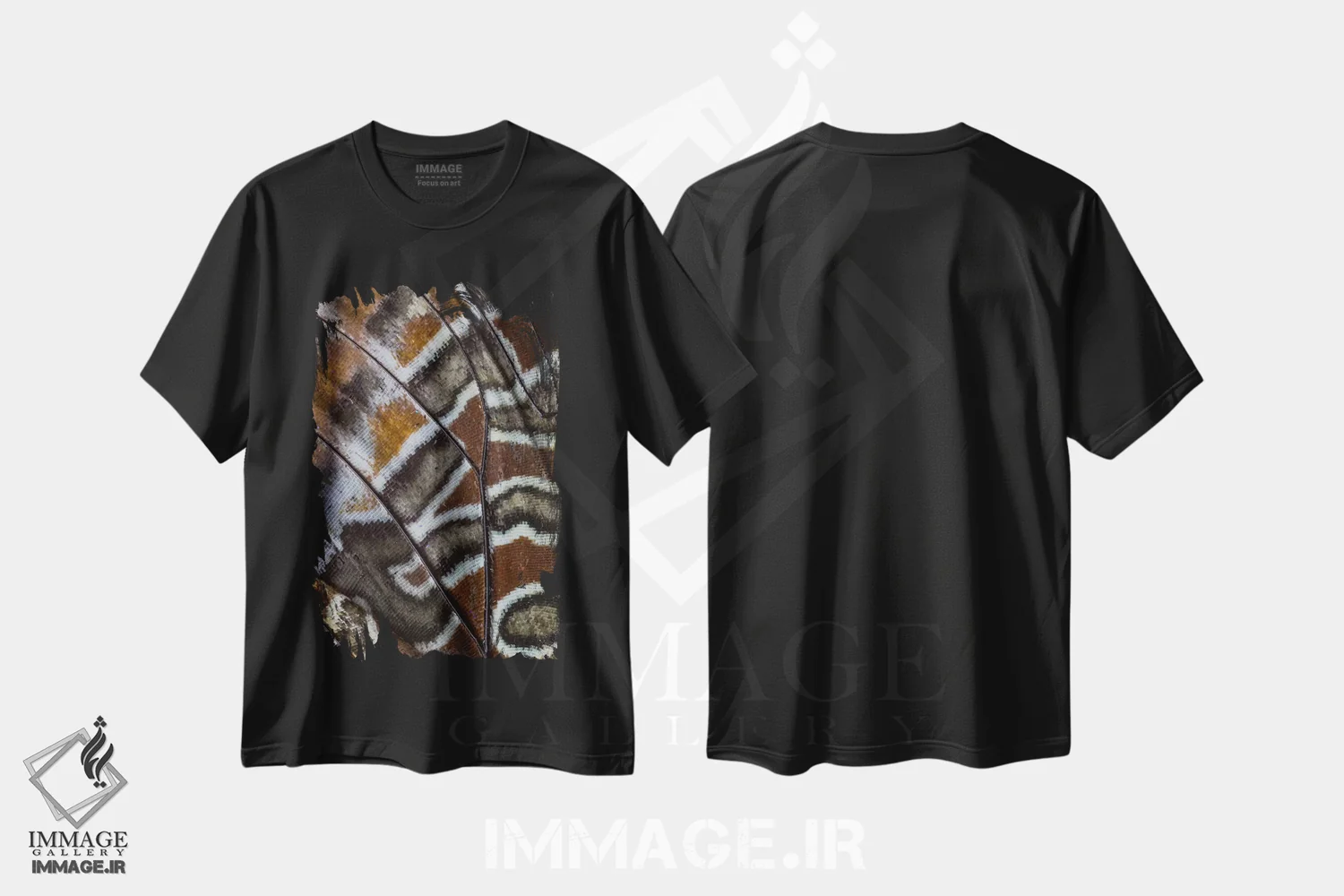 تیشرت مشکی طرح دار عکاسی ماکرو از بال پروانه شماره سی وسه، عکاسی ماکرو اثر دارل گالین | immage.ir