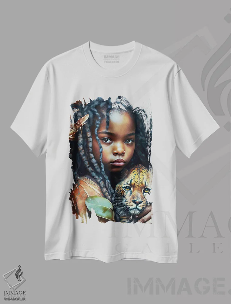 تیشرت سفید طرح دار آثار دیجیتال وایلد آرت - immage.ir