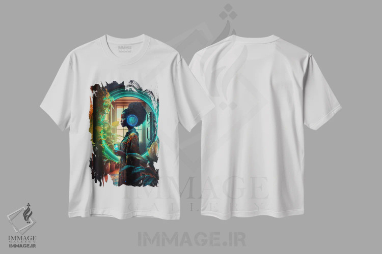 تیشرت سفید طرح دار آثار دیجیتال وایلد آرت - immage.ir