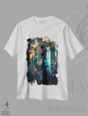 تیشرت سفید طرح دار آثار دیجیتال وایلد آرت - immage.ir