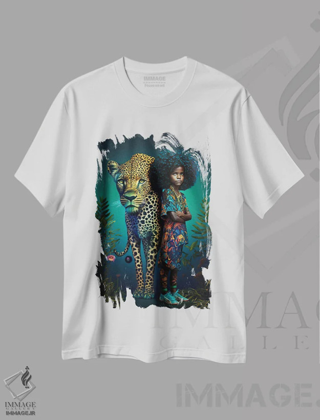 تیشرت سفید طرح دار آثار دیجیتال وایلد آرت - immage.ir