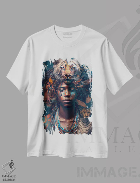 تیشرت سفید طرح دار آثار دیجیتال وایلد آرت - فروشگاه ایماژ