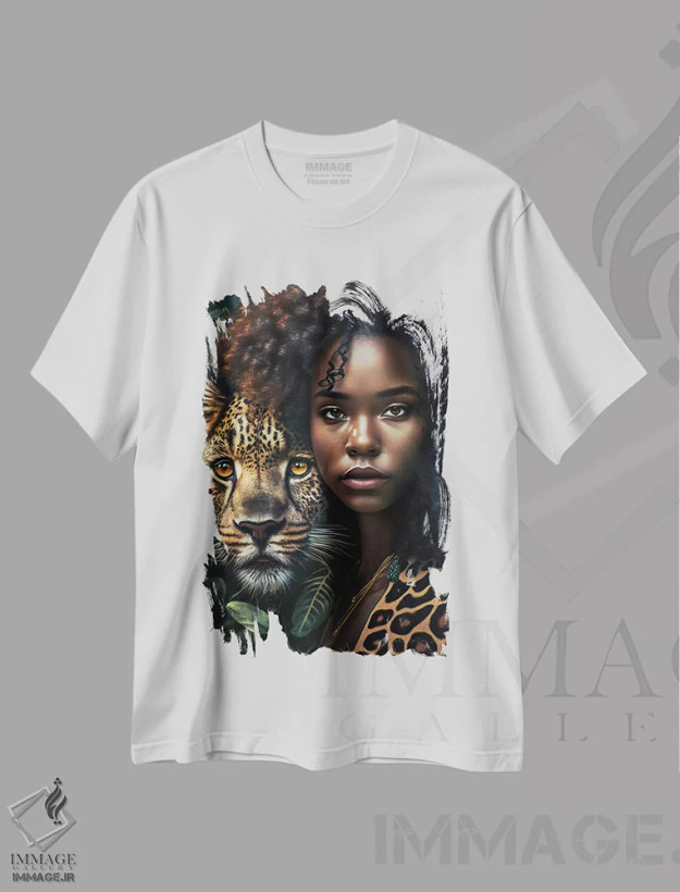 تیشرت سفید طرح دار آثار دیجیتال وایلد آرت - immage.ir