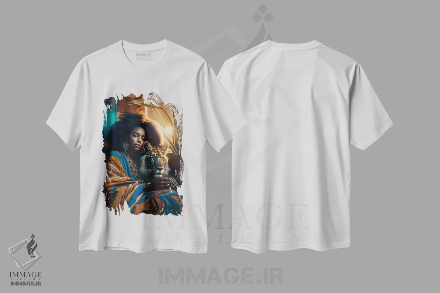 تیشرت سفید طرح دار آثار دیجیتال وایلد آرت - immage.ir