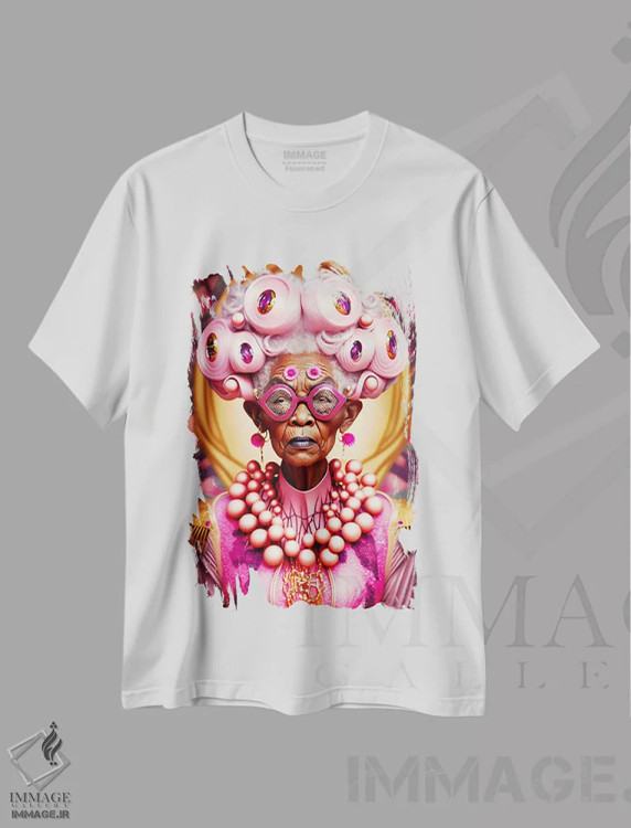 تیشرت سفید طرح دار مادربزرگ آینده گرا، هنر آمریکایی آفریقایی تبار اثر دیجیتال وایلد آرت | immage.ir