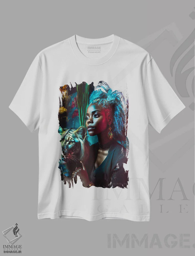 تیشرت سفید طرح دار آثار دیجیتال وایلد آرت - immage.ir