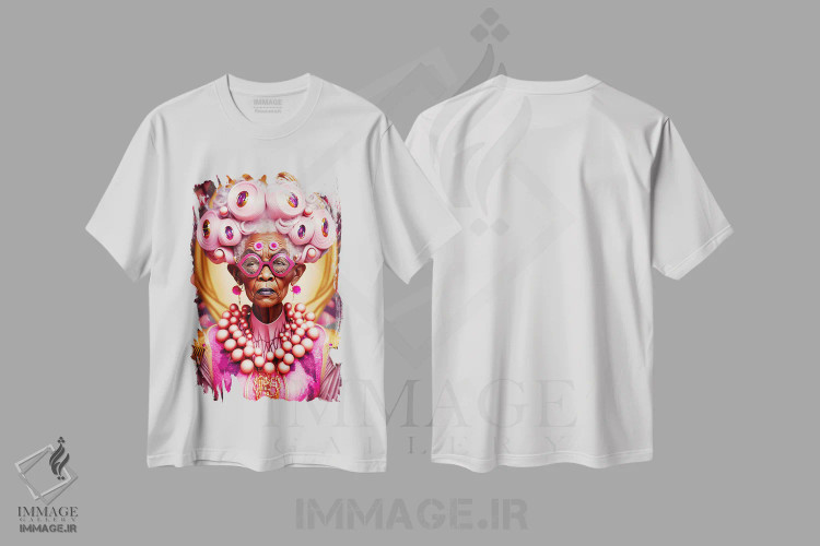 تیشرت سفید طرح دار مادربزرگ آینده گرا، هنر آمریکایی آفریقایی تبار اثر دیجیتال وایلد آرت | immage.ir