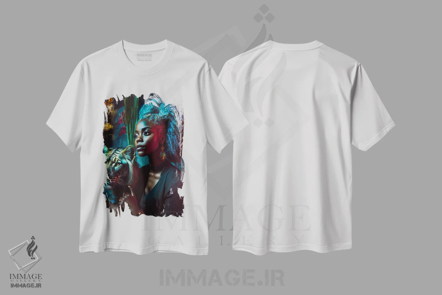 تیشرت سفید طرح دار آثار دیجیتال وایلد آرت - immage.ir