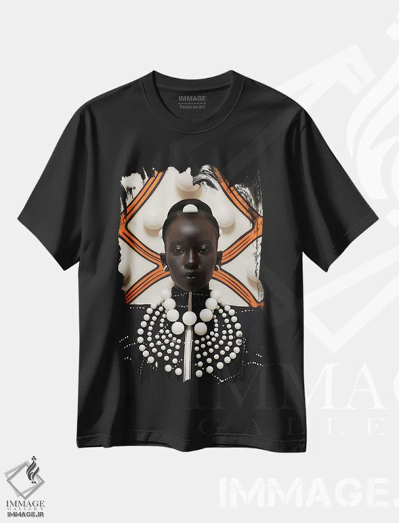 تیشرت مشکی طرح دار مد سطح بالای آفریقایی ۳، هنر آمریکایی آفریقایی تبار اثر دیجیتال وایلد آرت | فروشگاه ایماژ