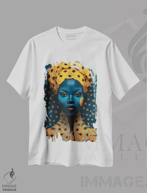 تیشرت سفید طرح دار مد سطح بالای آفریقایی ۵، هنر آمریکایی آفریقایی تبار اثر دیجیتال وایلد آرت | فروشگاه ایماژ