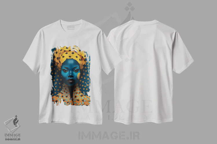 تیشرت سفید طرح دار مد سطح بالای آفریقایی ۵، هنر آمریکایی آفریقایی تبار اثر دیجیتال وایلد آرت | فروشگاه ایماژ