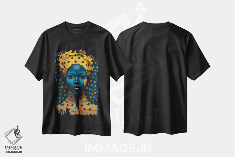تیشرت مشکی طرح دار مد سطح بالای آفریقایی ۵، هنر آمریکایی آفریقایی تبار اثر دیجیتال وایلد آرت | immage.ir