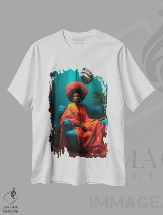 تیشرت سفید طرح دار مد سطح بالای آفریقایی ۹، هنر آمریکایی آفریقایی تبار اثر دیجیتال وایلد آرت | فروشگاه ایماژ