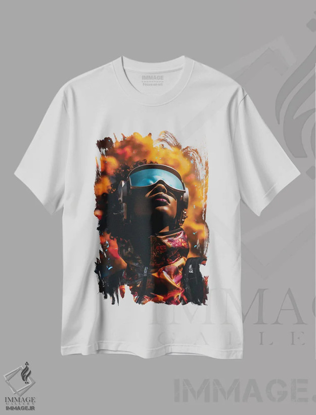 تیشرت سفید طرح دار شادی تجربی، هنر آمریکایی آفریقایی تبار اثر دیجیتال وایلد آرت | فروشگاه ایماژ