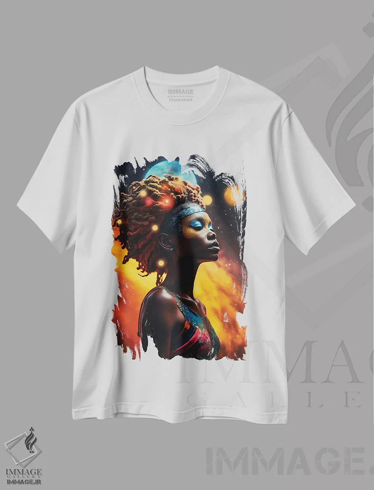 تیشرت سفید طرح دار شادی تجربی، هنر آمریکایی آفریقایی تبار اثر دیجیتال وایلد آرت | immage.ir