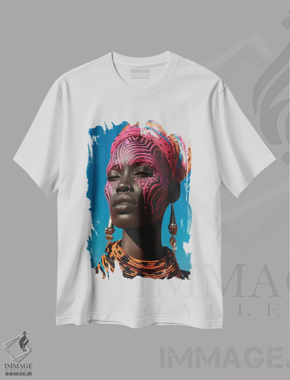 تیشرت سفید طرح دار مد سطح بالا، هنر آمریکایی آفریقایی تبار اثر دیجیتال وایلد آرت | immage.ir