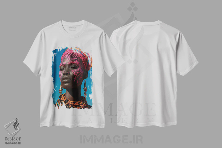تیشرت سفید طرح دار مد سطح بالا، هنر آمریکایی آفریقایی تبار اثر دیجیتال وایلد آرت | immage.ir