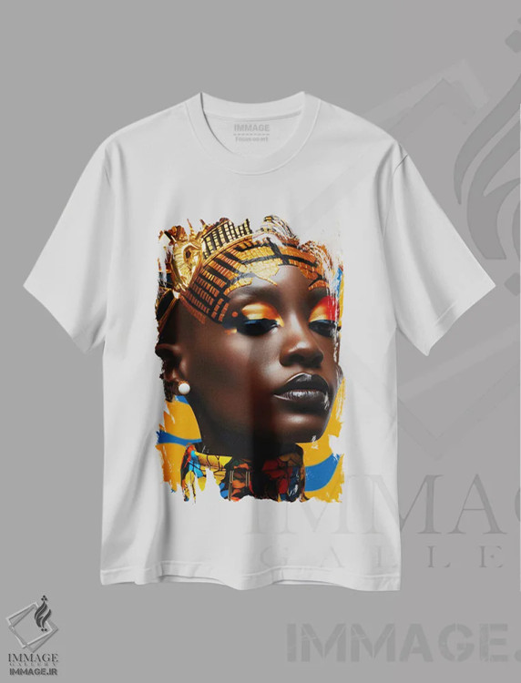 تیشرت سفید طرح دار مد آفریقایی ۲، هنر آمریکایی آفریقایی تبار اثر دیجیتال وایلد آرت | immage.ir