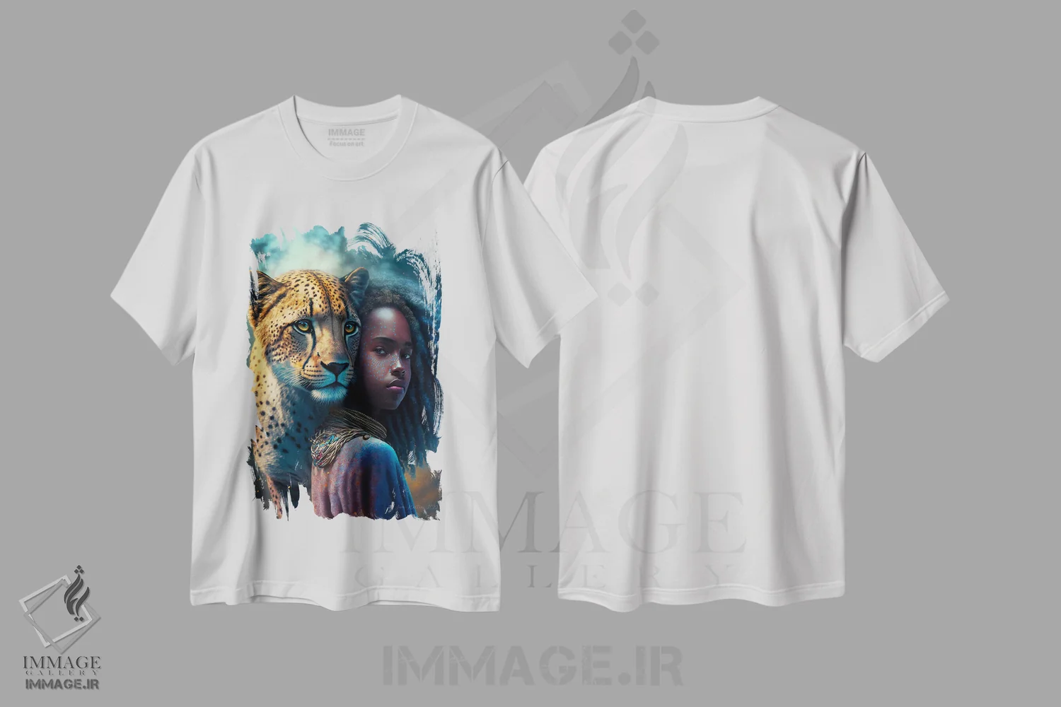 تیشرت سفید طرح دار دختر آفریقایی آینده گرا، هنر آمریکایی آفریقایی تبار اثر دیجیتال وایلد آرت | فروشگاه ایماژ