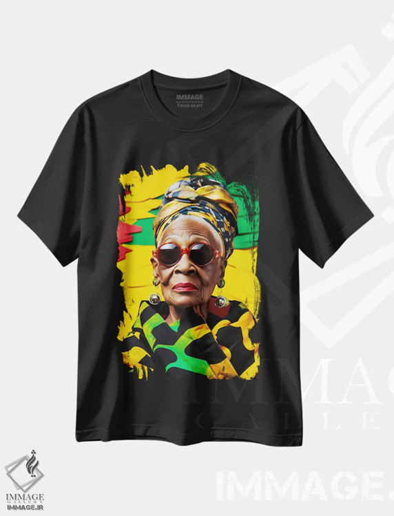تیشرت مشکی طرح دار ملکه آفریقایی-کارائیبی ۱، هنر آمریکایی آفریقایی تبار اثر دیجیتال وایلد آرت | immage.ir