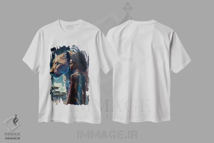 تیشرت سفید طرح دار دختر آفریقایی آینده گرا، هنر آمریکایی آفریقایی تبار اثر دیجیتال وایلد آرت | فروشگاه ایماژ