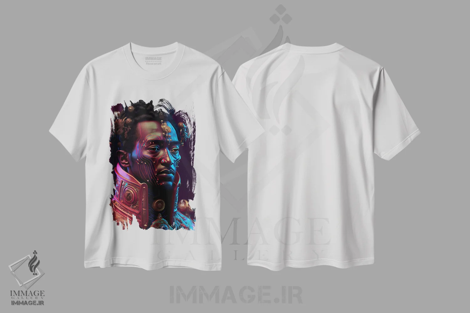 تیشرت سفید طرح دار آثار دیجیتال وایلد آرت - فروشگاه ایماژ