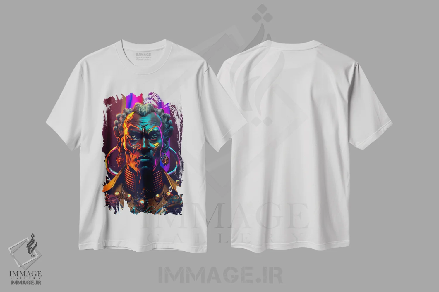 تیشرت سفید طرح دار آثار دیجیتال وایلد آرت - فروشگاه ایماژ