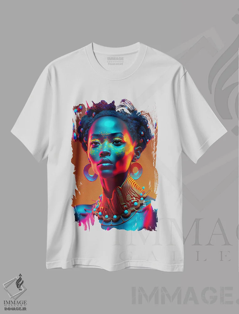 تیشرت سفید طرح دار آثار دیجیتال وایلد آرت - فروشگاه ایماژ