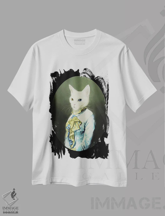 تیشرت سفید طرح دار بچه گربه بانو، هنر دیجیتال اثر دینگ ژونگ هو | فروشگاه ایماژ