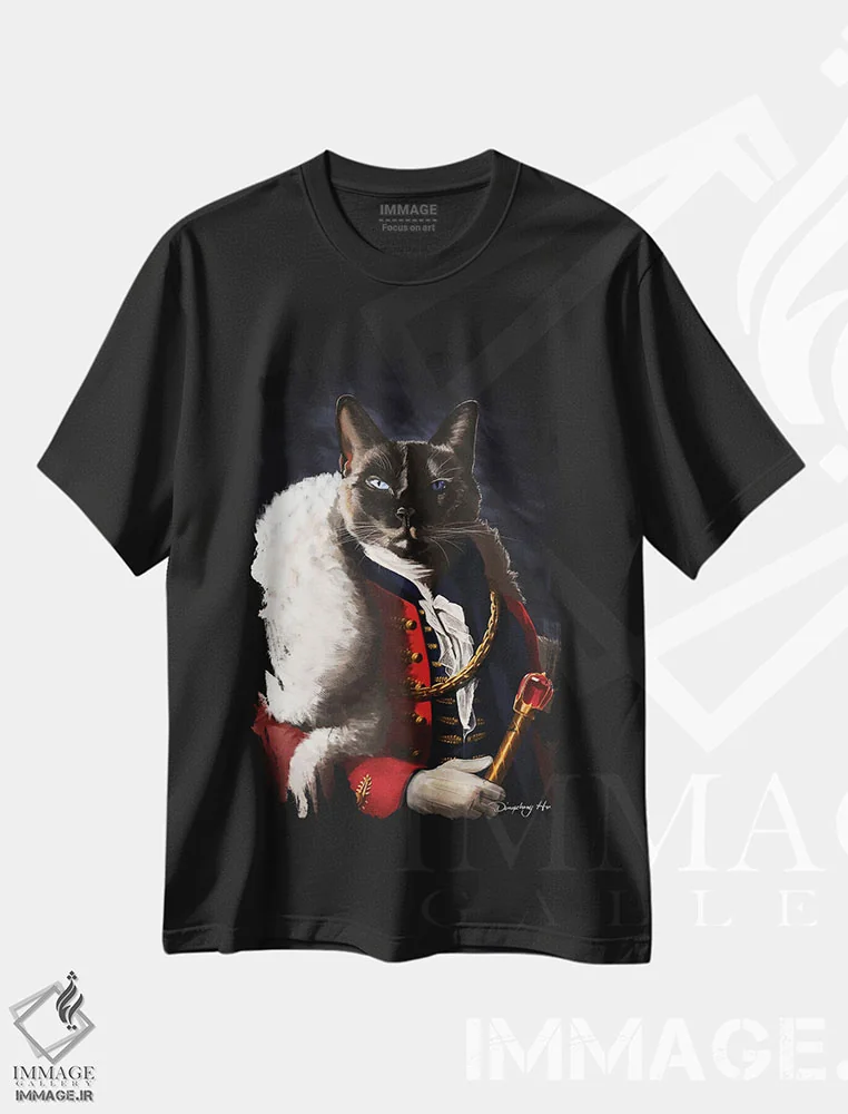 تیشرت مشکی طرح دار پادشاه میمون، هنر دیجیتال اثر دینگ ژونگ هو | فروشگاه ایماژ