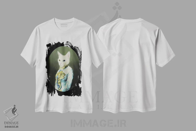 تیشرت سفید طرح دار بچه گربه بانو، هنر دیجیتال اثر دینگ ژونگ هو | فروشگاه ایماژ
