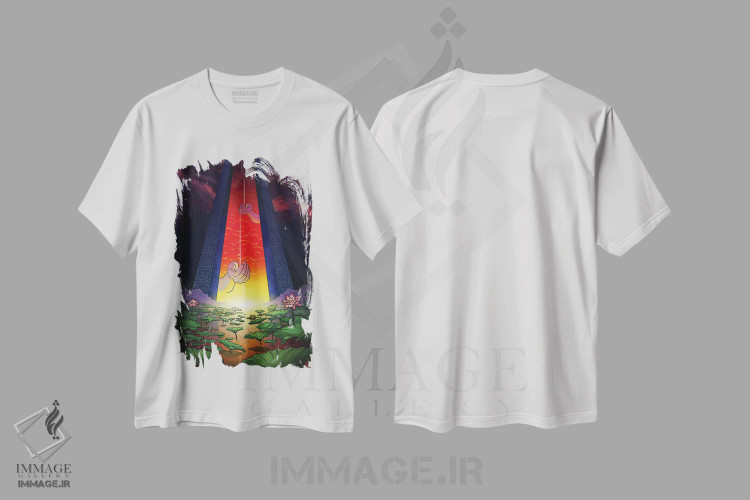تیشرت سفید طرح دار دروازه های سپیده دم، دکور آسیایی اثر دینگ ژونگ هو | immage.ir