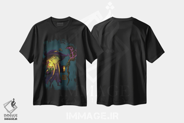 تیشرت مشکی طرح دار قورباغه جادوگر، مدیوم اثر دینگ ژونگ هو | فروشگاه ایماژ