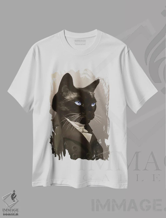 تیشرت سفید طرح دار سیامی شکلاتی-نقطه شیک، هنر دیجیتال اثر دینگ ژونگ هو | فروشگاه ایماژ