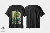تیشرت مشکی طرح دار قورباغه در طوفان، دکور آسیایی اثر دینگ ژونگ هو | فروشگاه ایماژ