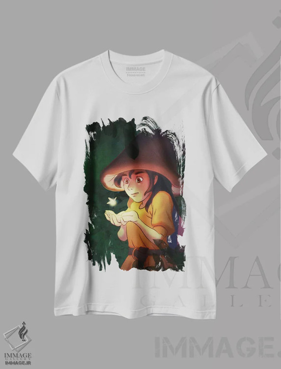 تیشرت سفید طرح دار یک دوست کوچولو، انیمه اثر دینگ ژونگ هو | فروشگاه ایماژ