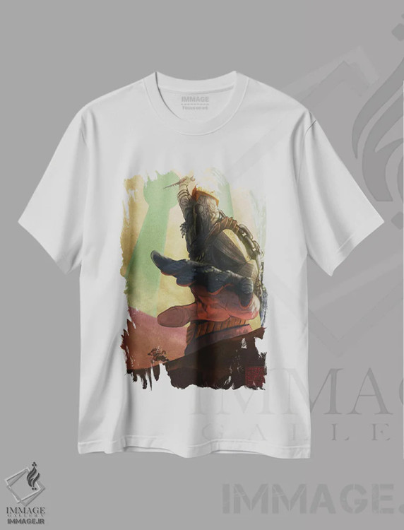 تیشرت سفید طرح دار دربان، هنر دیجیتال اثر دینگ ژونگ هو | فروشگاه ایماژ