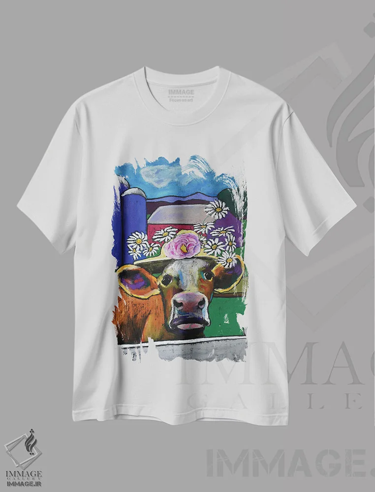 تیشرت سفید طرح دار گل بابونه، دکور روستایی اثر دیویدای هینْدز | immage.ir